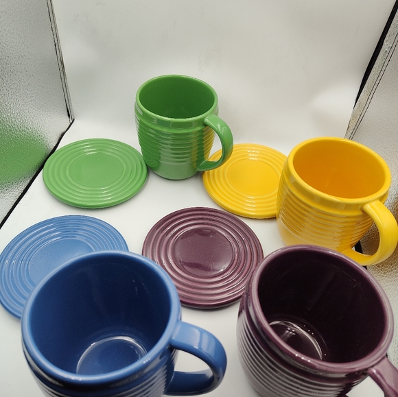 Bosco-ware Beehive Circles 4 pairs coasters & mugs cups RARE - Picture 2 of 6